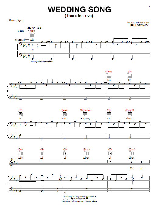 Peter, Paul & Mary Wedding Song (There Is Love) sheet music notes and chords arranged for Ukulele