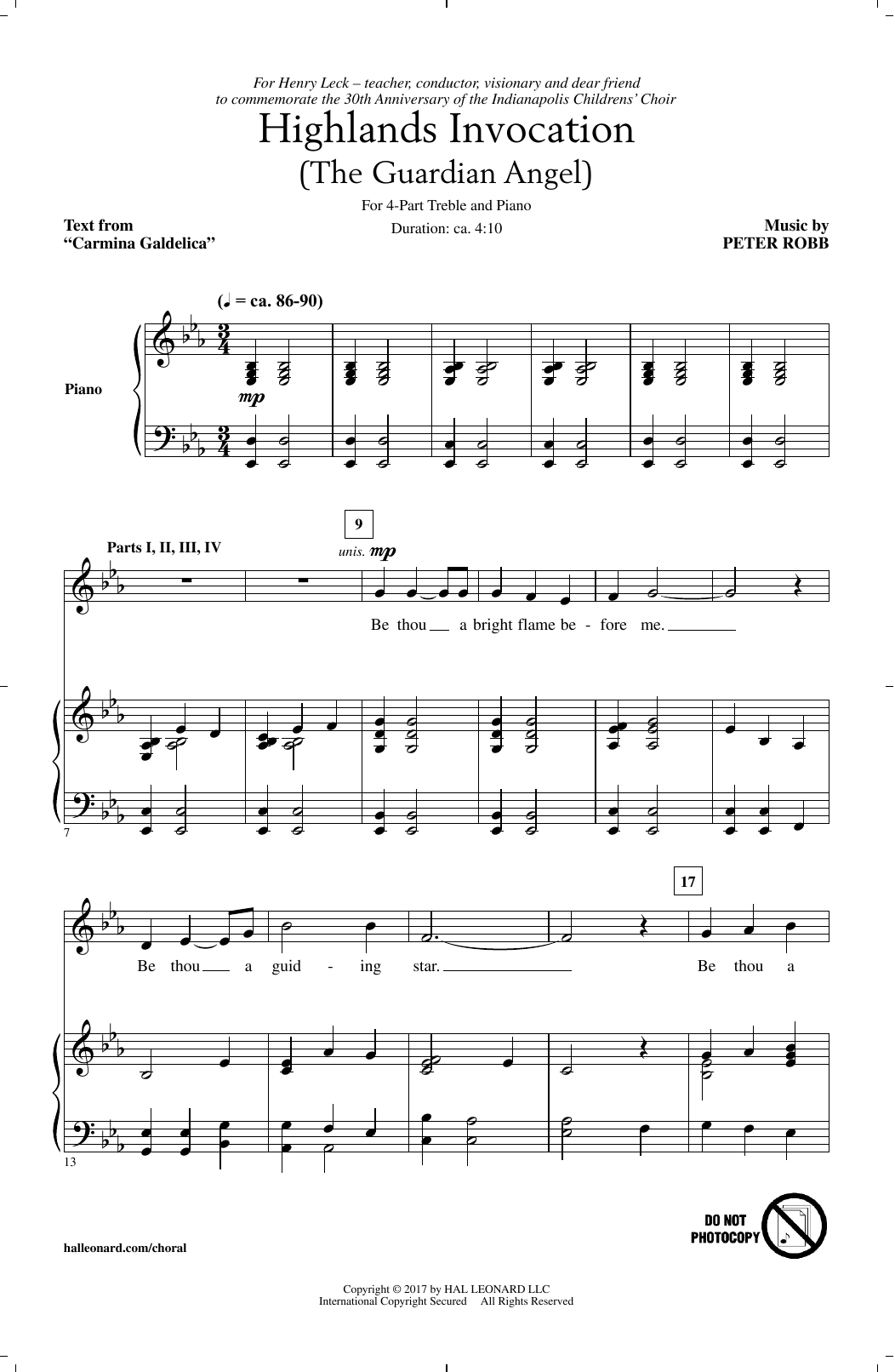 Peter Robb Highlands Invocation sheet music notes and chords arranged for 4-Part Choir