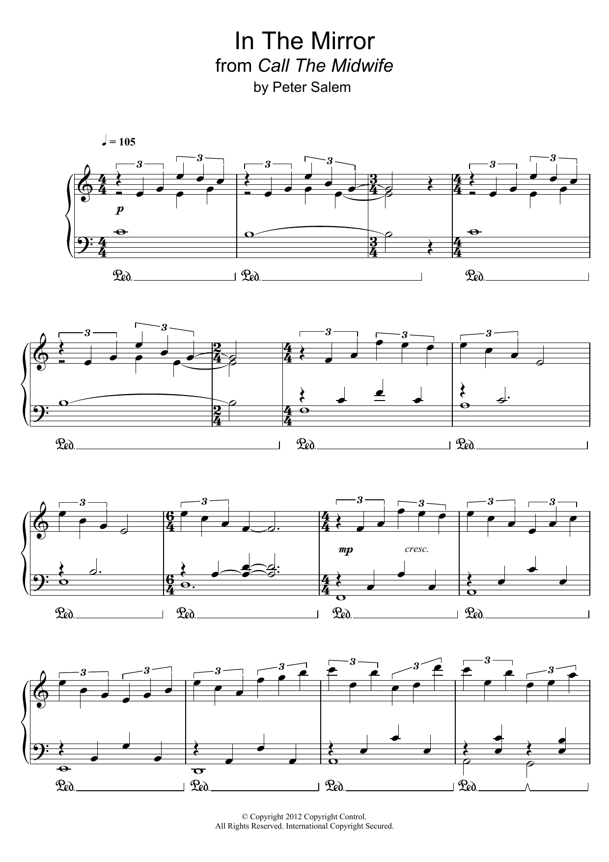 Peter Salem In The Mirror (from 'Call The Midwife') sheet music notes and chords arranged for Piano Solo