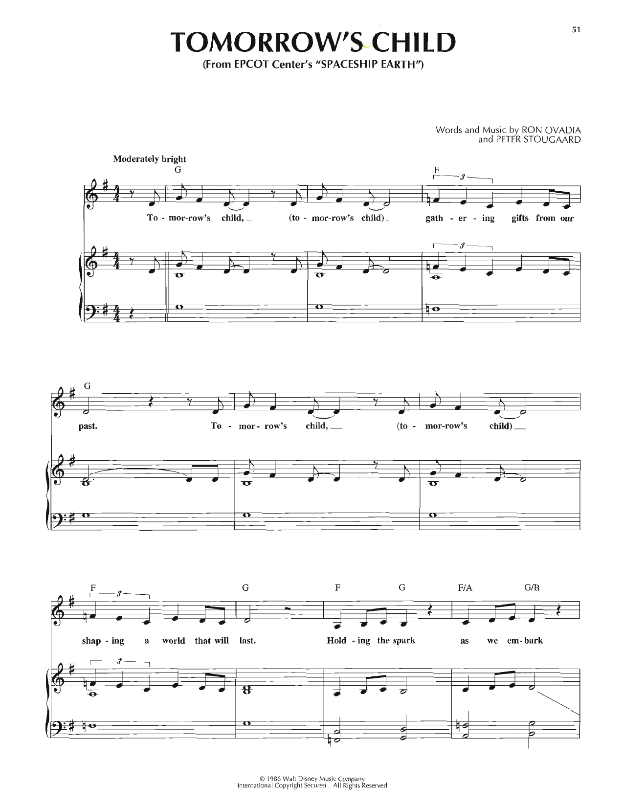 Peter Stougaard Tomorrow's Child sheet music notes and chords arranged for Piano, Vocal & Guitar Chords (Right-Hand Melody)