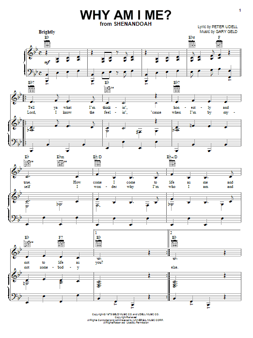 Peter Udell Why Am I Me? sheet music notes and chords arranged for Piano, Vocal & Guitar Chords (Right-Hand Melody)