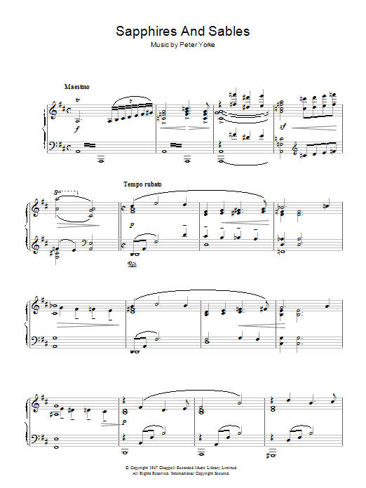 Peter Yorke Sapphires And Sables sheet music notes and chords arranged for Piano Solo