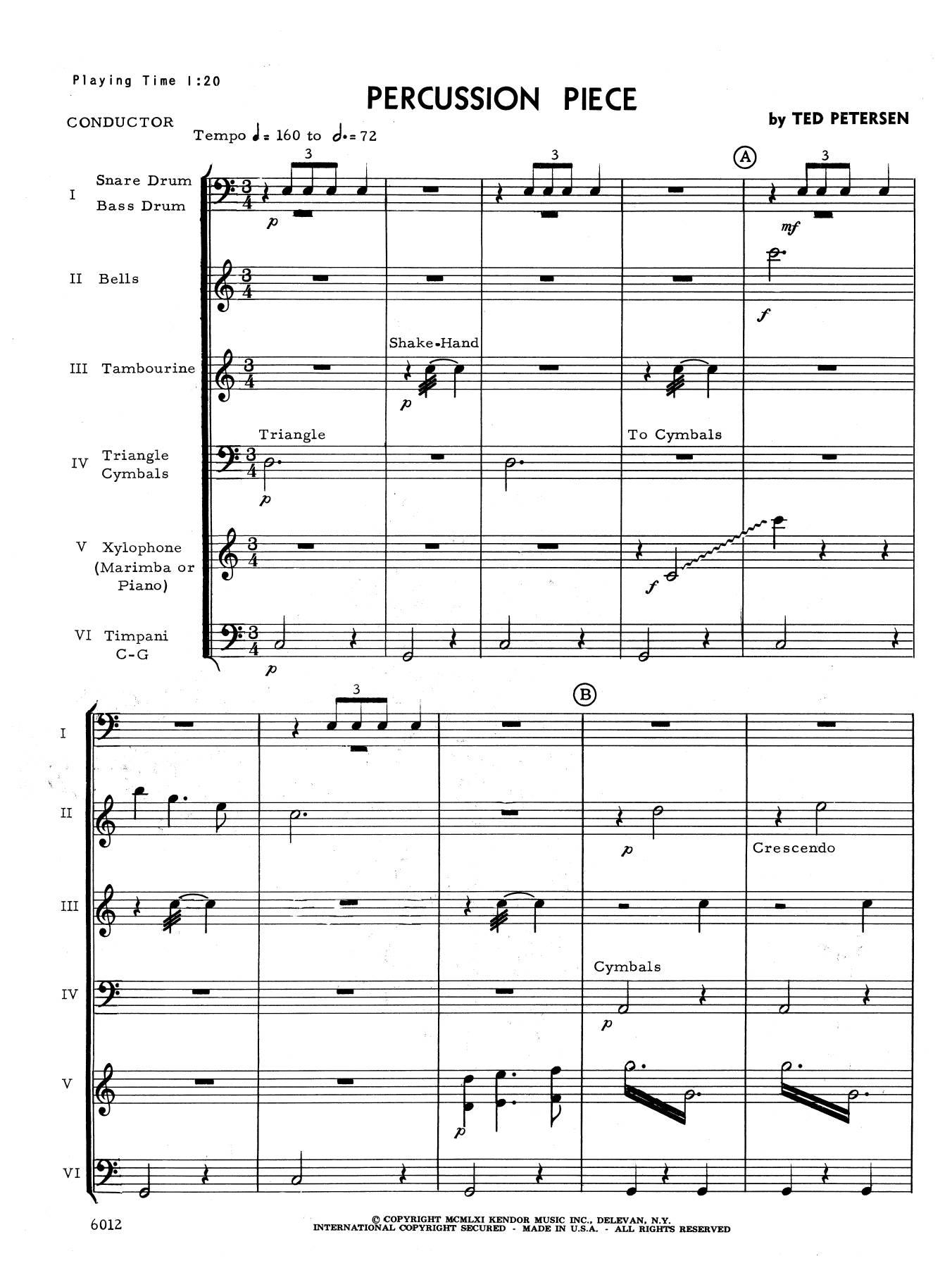 Petersen Percussion Piece - Full Score sheet music notes and chords arranged for Percussion Ensemble