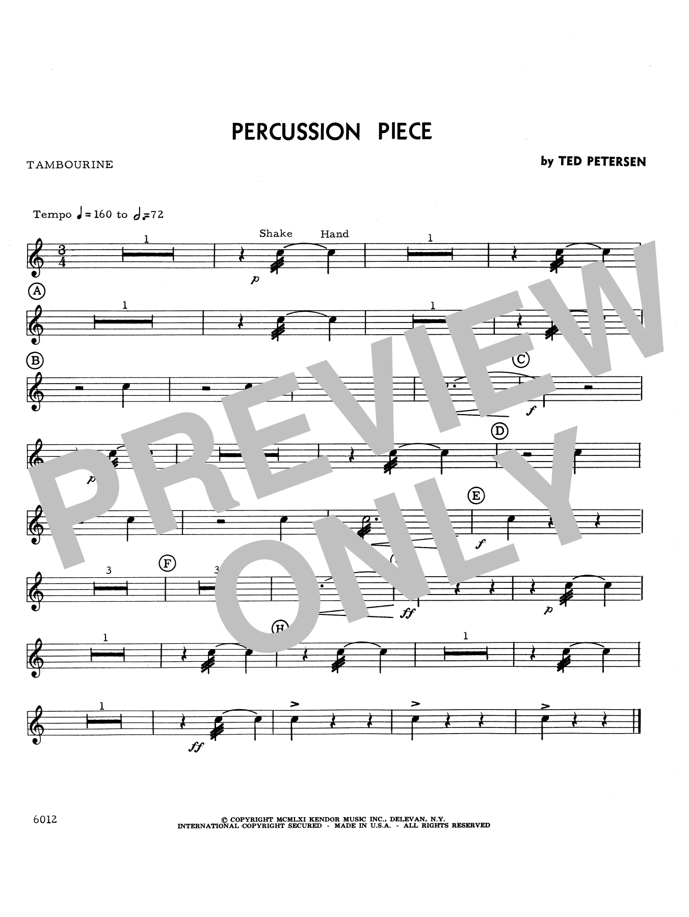 Petersen Percussion Piece - Percussion 3 sheet music notes and chords arranged for Percussion Ensemble