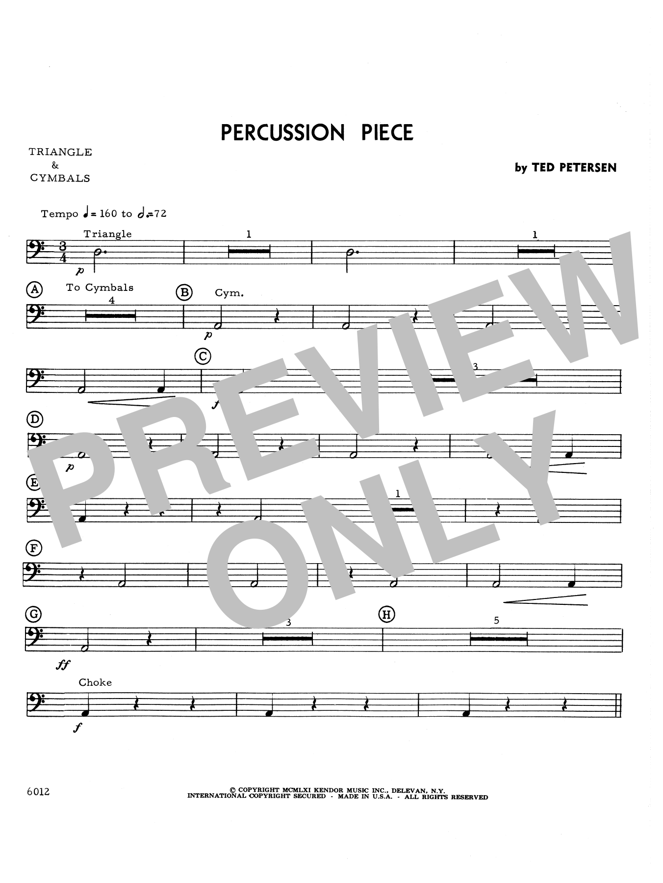 Petersen Percussion Piece - Percussion 4 sheet music notes and chords arranged for Percussion Ensemble