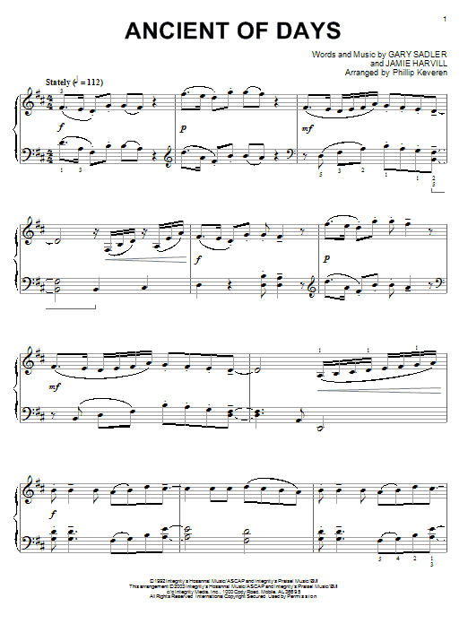 Petra Ancient Of Days (arr. Phillip Keveren) sheet music notes and chords arranged for Piano Solo
