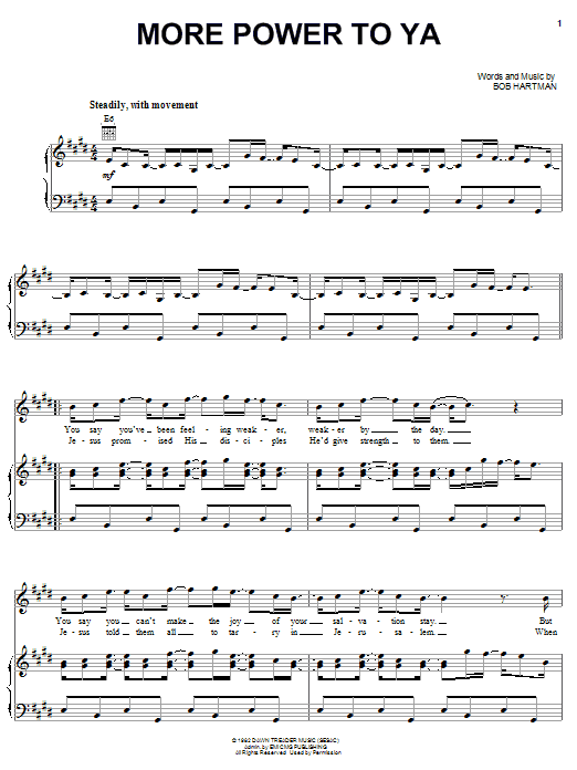 Petra More Power To Ya sheet music notes and chords arranged for Piano, Vocal & Guitar Chords (Right-Hand Melody)