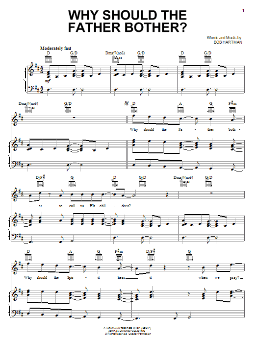 Petra Why Should The Father Bother? sheet music notes and chords arranged for Piano, Vocal & Guitar Chords (Right-Hand Melody)