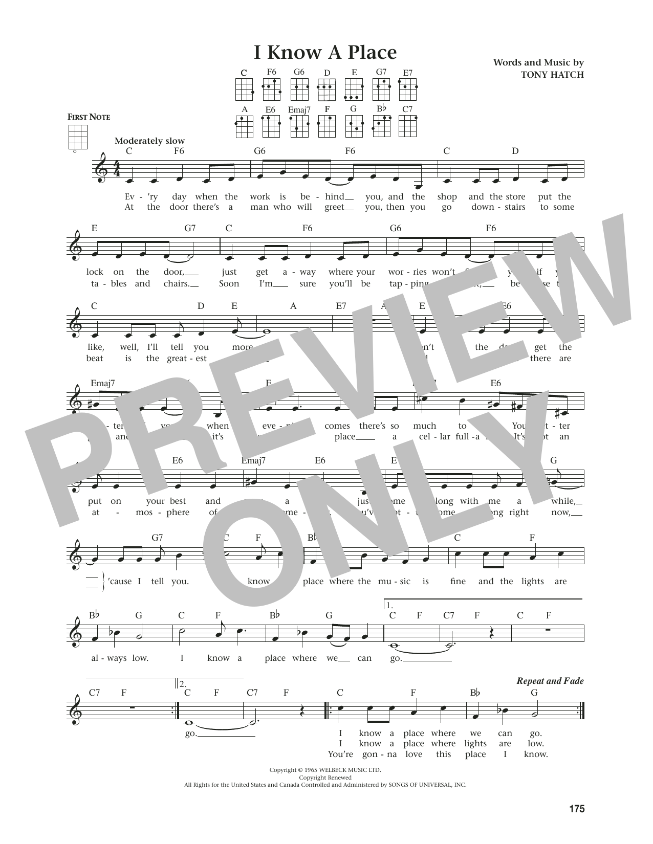 Petula Clark I Know A Place (from The Daily Ukulele) (arr. Jim Beloff) sheet music notes and chords arranged for Ukulele