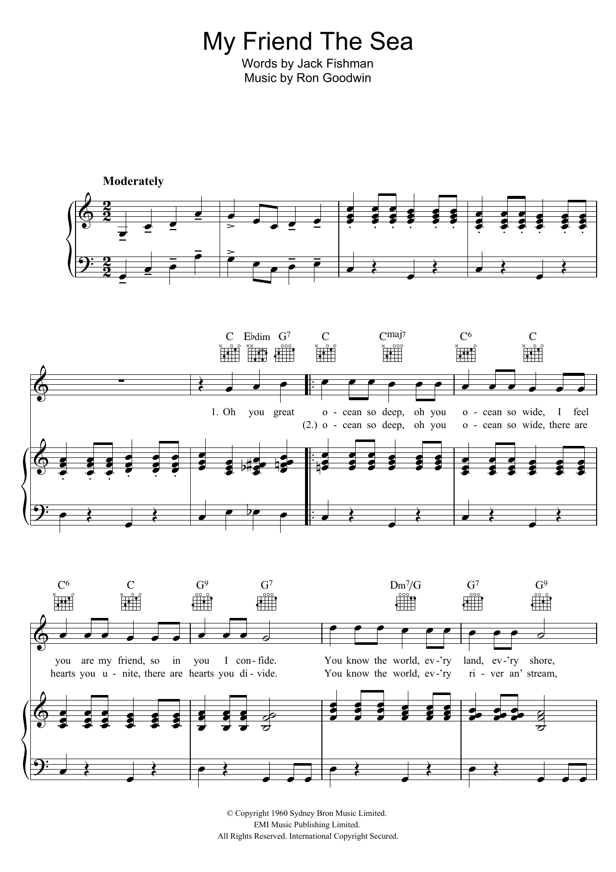 Petula Clark My Friend The Sea sheet music notes and chords arranged for Piano, Vocal & Guitar Chords
