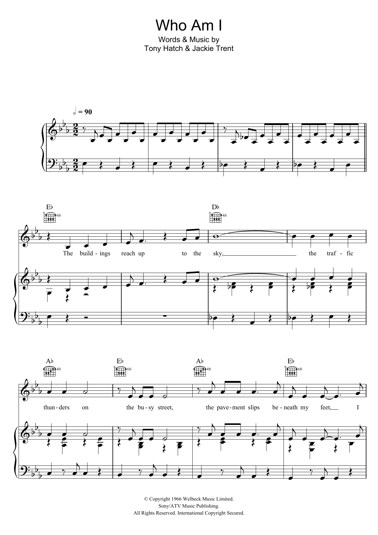 Petula Clark Who Am I sheet music notes and chords arranged for Piano, Vocal & Guitar Chords
