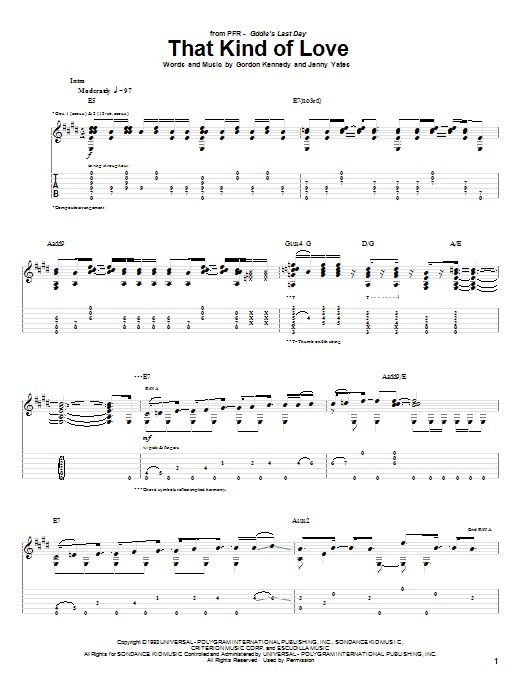 PFR That Kind Of Love sheet music notes and chords arranged for Guitar Tab