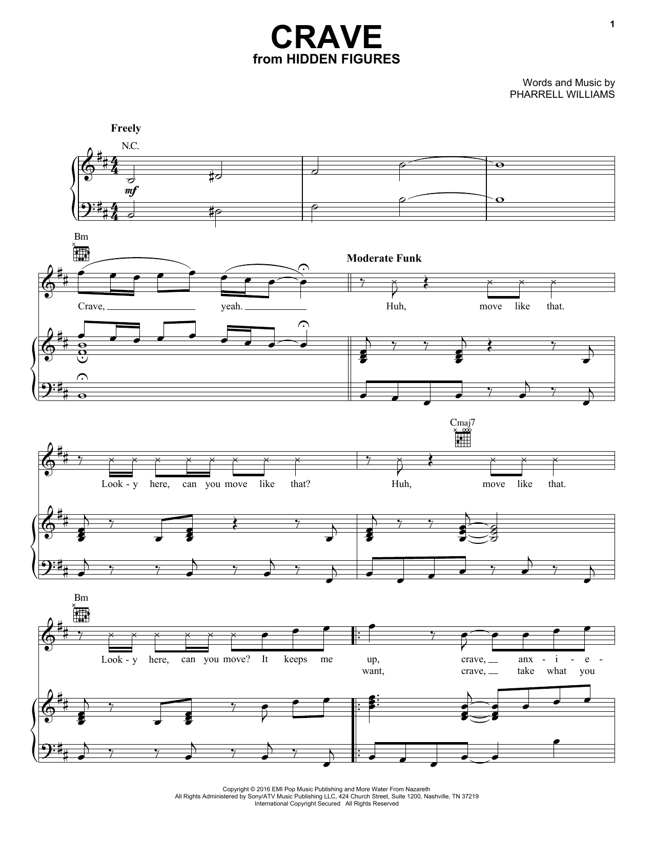 Pharrell Williams Crave sheet music notes and chords arranged for Piano, Vocal & Guitar Chords (Right-Hand Melody)
