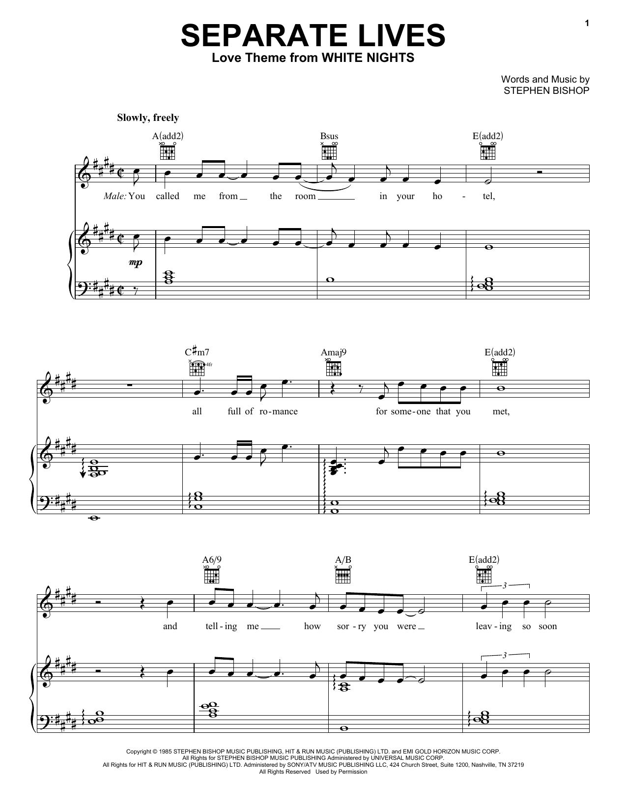 Phil Collins Separate Lives sheet music notes and chords arranged for Piano, Vocal & Guitar Chords (Right-Hand Melody)