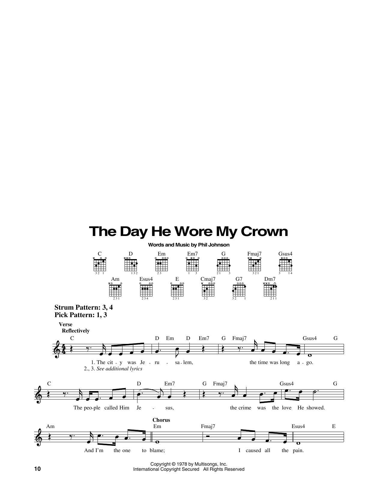 Phil Johnson The Day He Wore My Crown sheet music notes and chords arranged for Easy Guitar