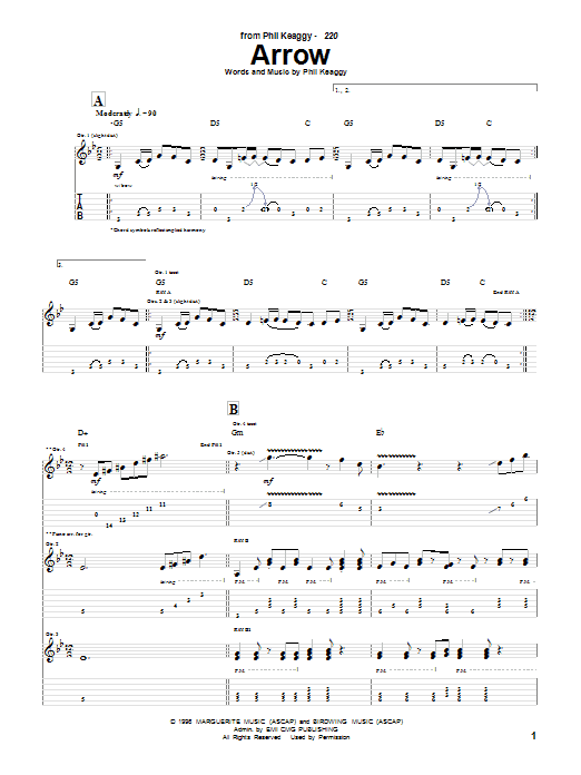 Phil Keaggy Arrow sheet music notes and chords arranged for Guitar Tab