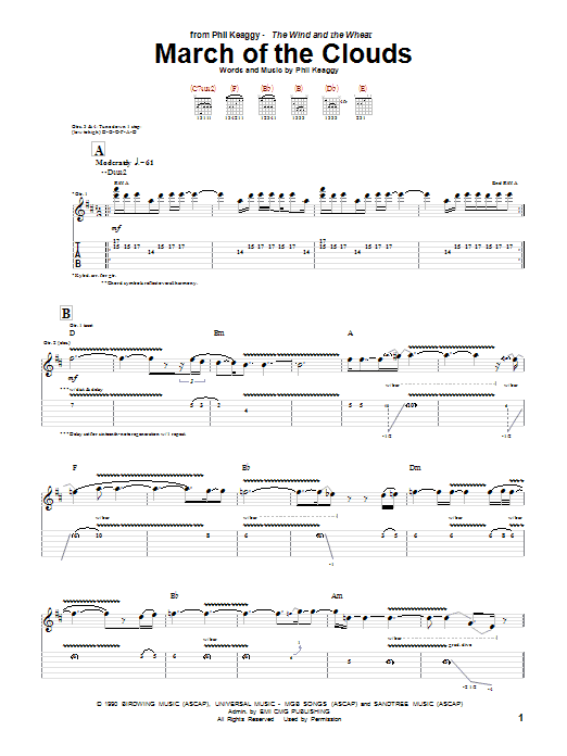 Phil Keaggy March Of The Clouds sheet music notes and chords arranged for Guitar Tab