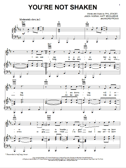 Phil Stacey You're Not Shaken sheet music notes and chords arranged for Piano, Vocal & Guitar Chords (Right-Hand Melody)
