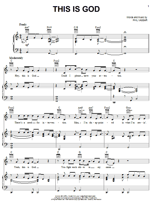 Phil Vassar This Is God sheet music notes and chords arranged for Piano, Vocal & Guitar Chords (Right-Hand Melody)