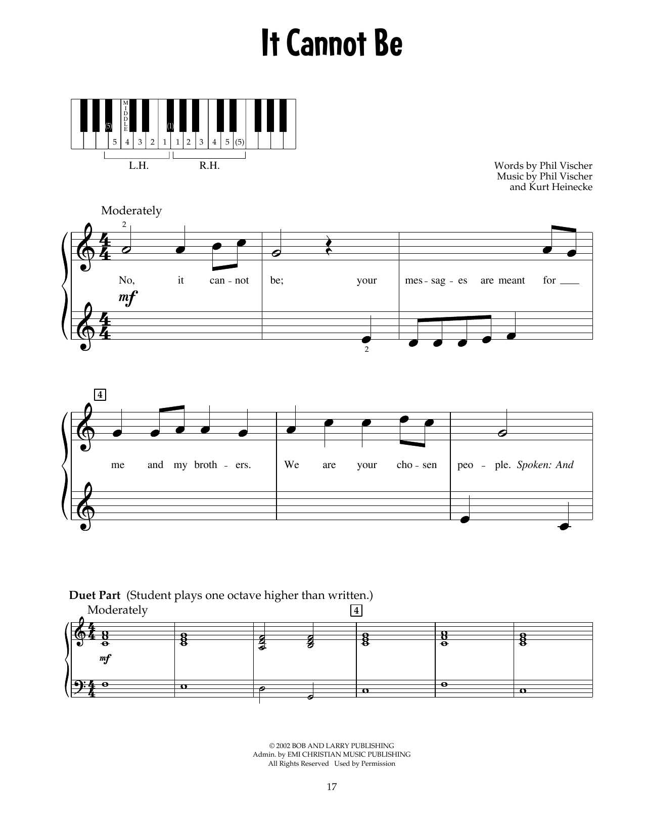 Phil Vischer It Cannot Be (from Jonah - A VeggieTales Movie) sheet music notes and chords arranged for 5-Finger Piano