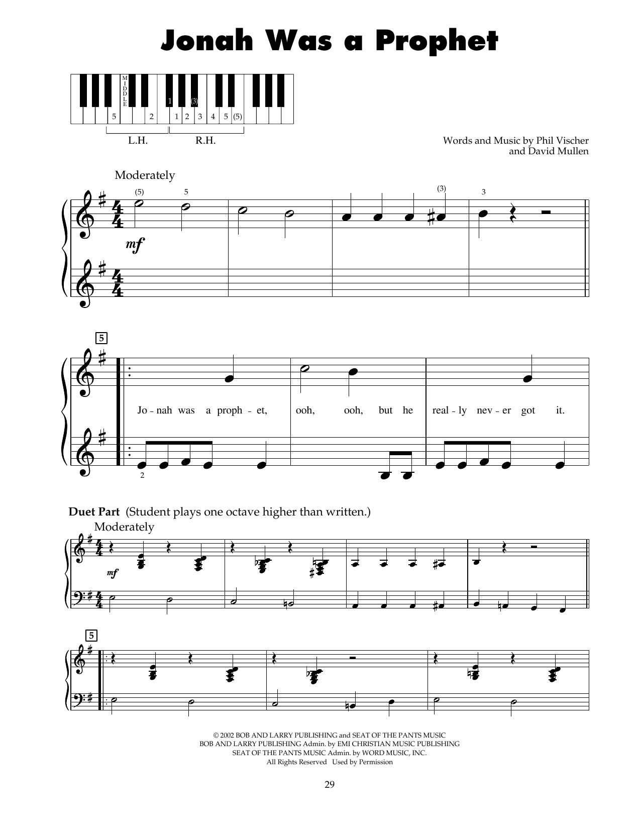 Phil Vischer Jonah Was A Prophet (from Jonah - A VeggieTales Movie) sheet music notes and chords arranged for 5-Finger Piano