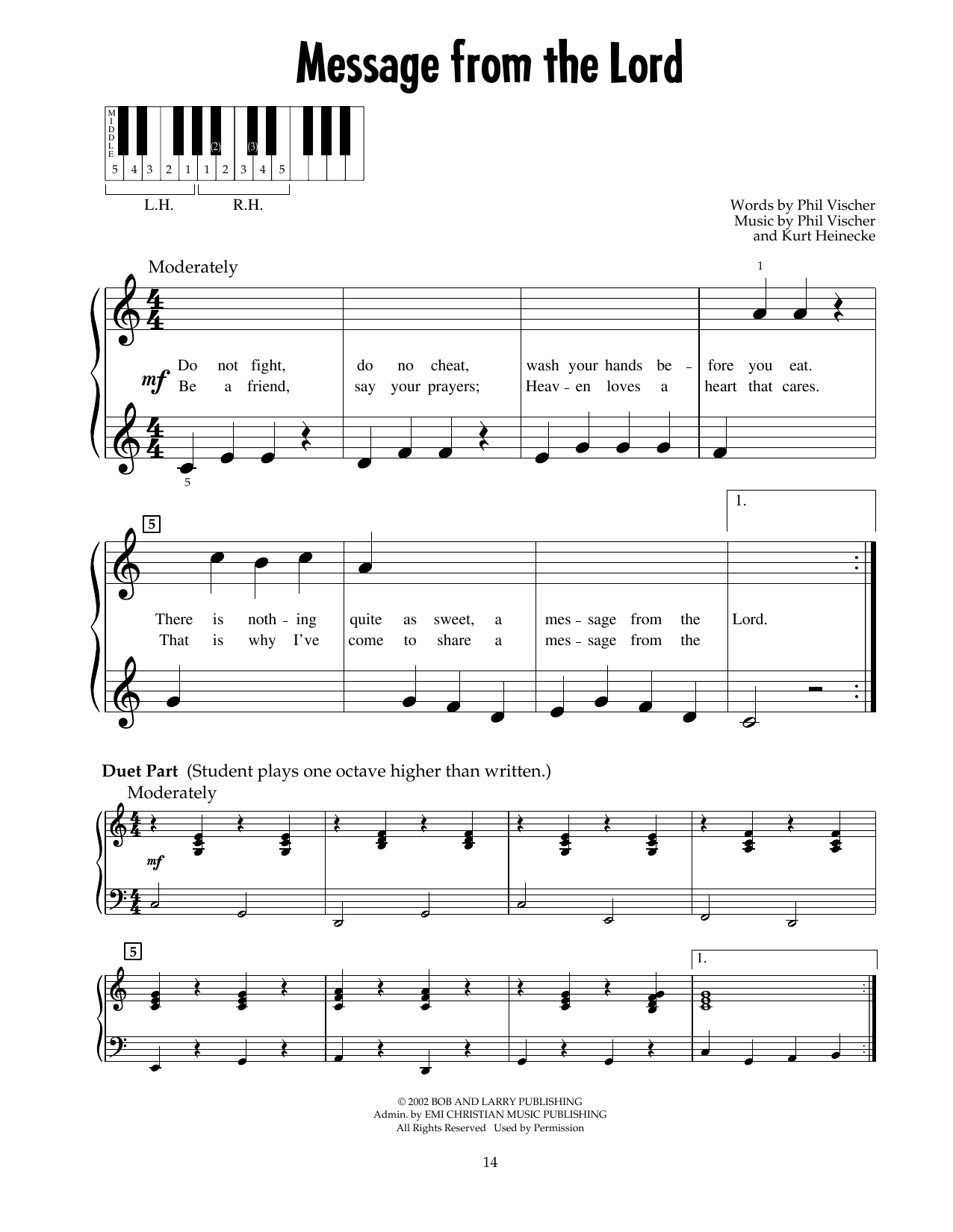 Phil Vischer Message From The Lord (from Jonah - A VeggieTales Movie) sheet music notes and chords arranged for 5-Finger Piano