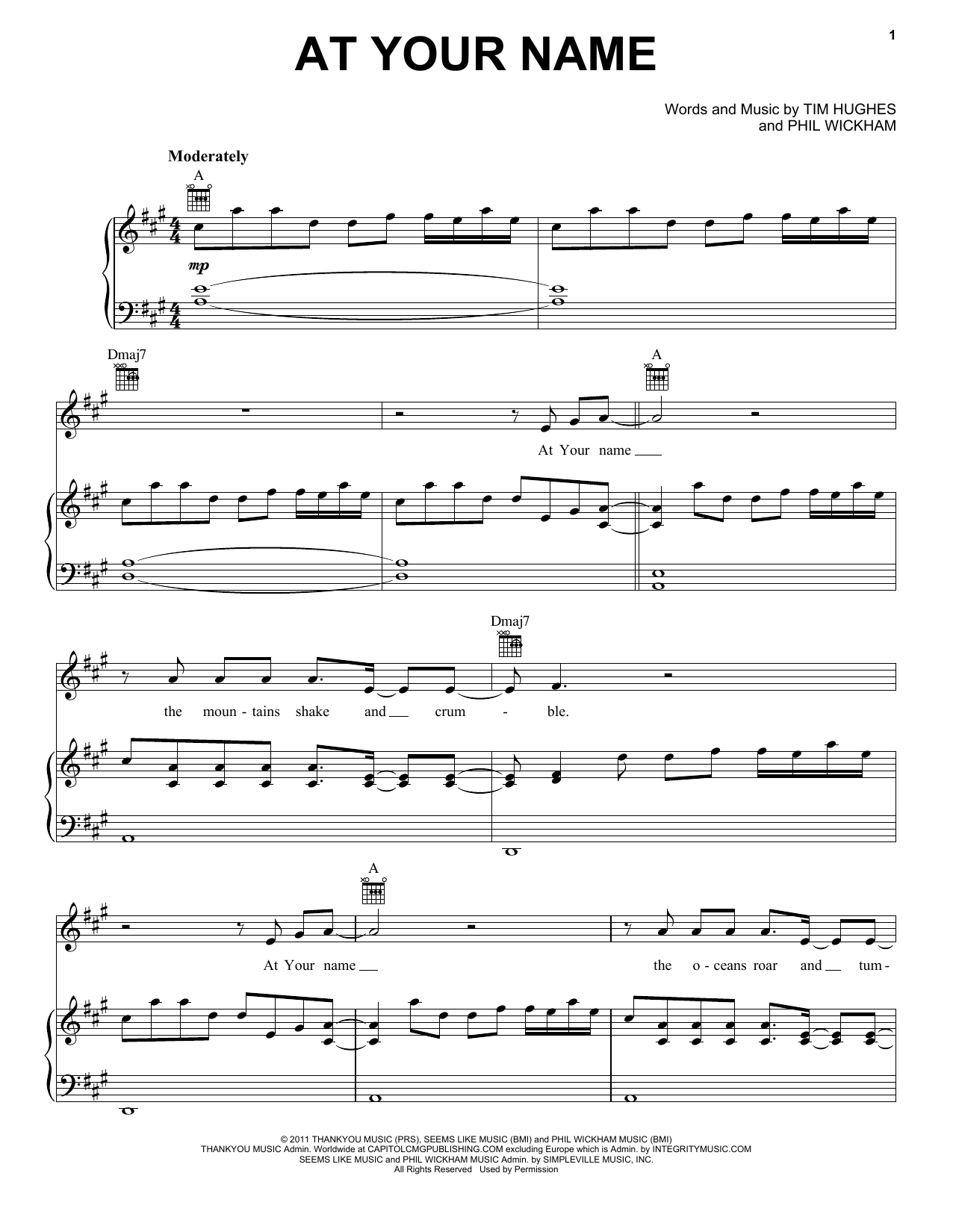 Phil Wickham At Your Name sheet music notes and chords arranged for Piano, Vocal & Guitar Chords (Right-Hand Melody)