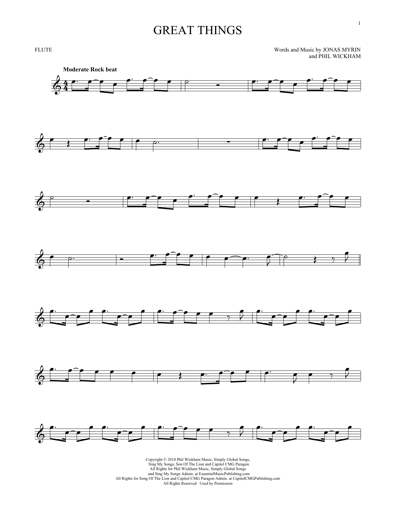 Phil Wickham Great Things sheet music notes and chords arranged for Trumpet Solo