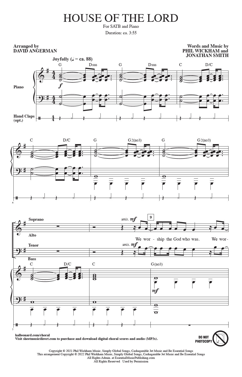 Phil Wickham House Of The Lord (arr. David Angerman) sheet music notes and chords arranged for SATB Choir