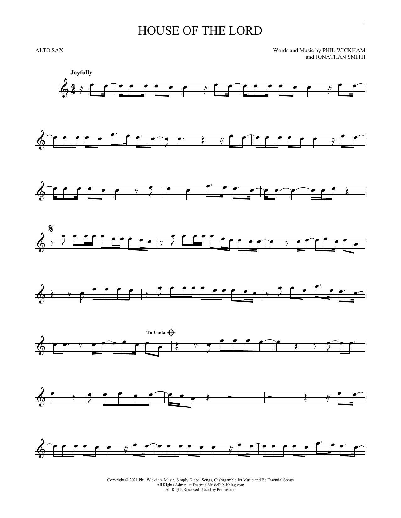 Phil Wickham House Of The Lord sheet music notes and chords arranged for Alto Sax Solo