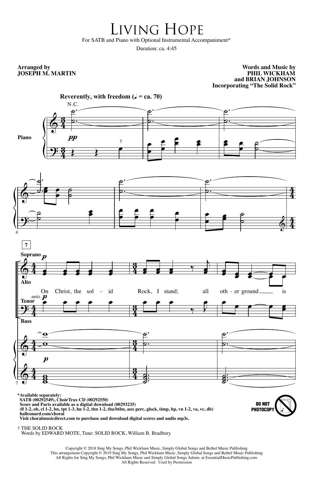 Phil Wickham Living Hope (arr. Joseph M. Martin) sheet music notes and chords arranged for SATB Choir