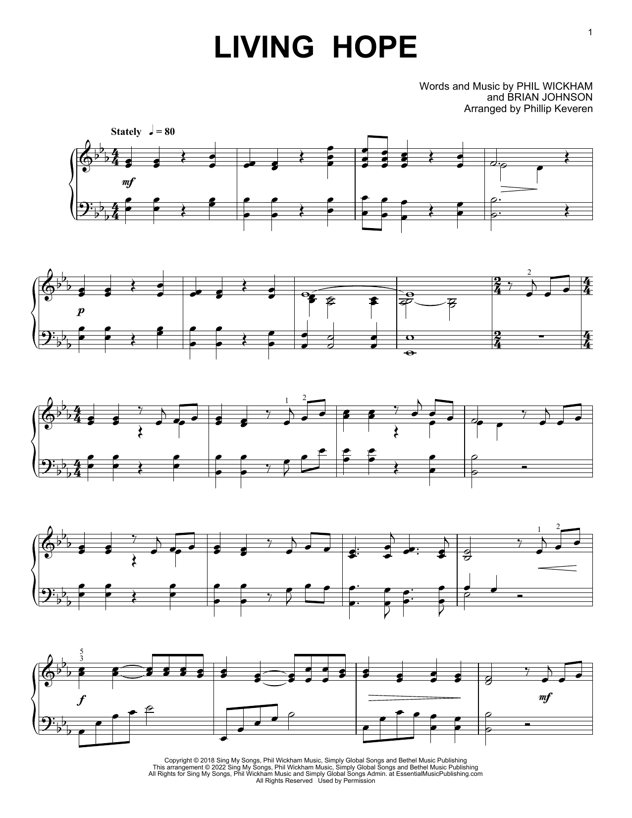 Phil Wickham Living Hope [Classical version] (arr. Phillip Keveren) sheet music notes and chords arranged for Piano Solo