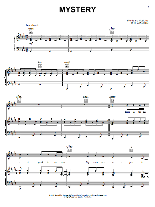 Phil Wickham Mystery sheet music notes and chords arranged for Piano, Vocal & Guitar Chords (Right-Hand Melody)