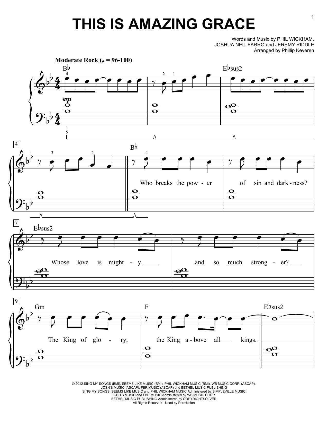 Phil Wickham This Is Amazing Grace (arr. Phillip Keveren) sheet music notes and chords arranged for Piano Solo