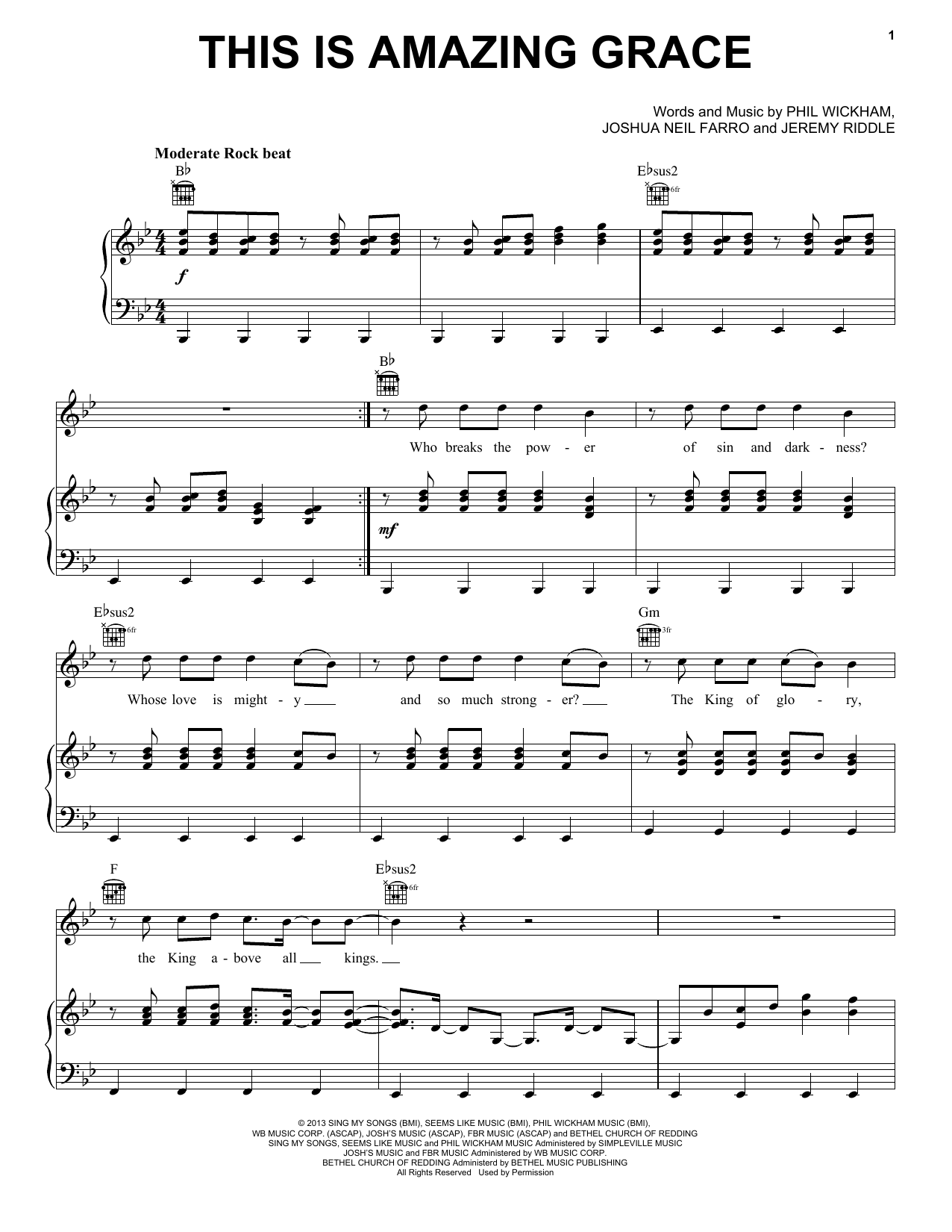 Phil Wickham This Is Amazing Grace sheet music notes and chords arranged for Easy Piano