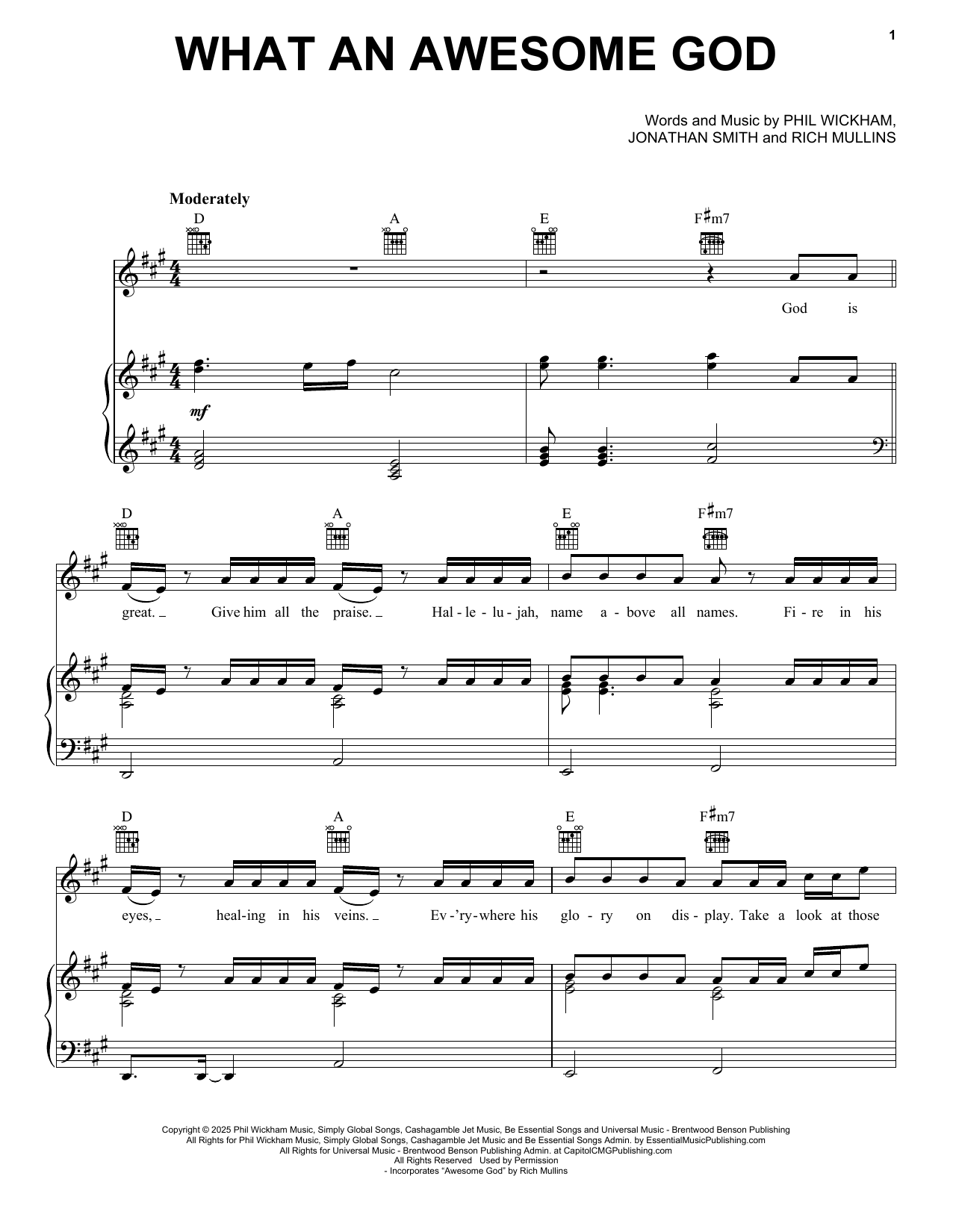 Phil Wickham What An Awesome God sheet music notes and chords arranged for Piano, Vocal & Guitar Chords (Right-Hand Melody)