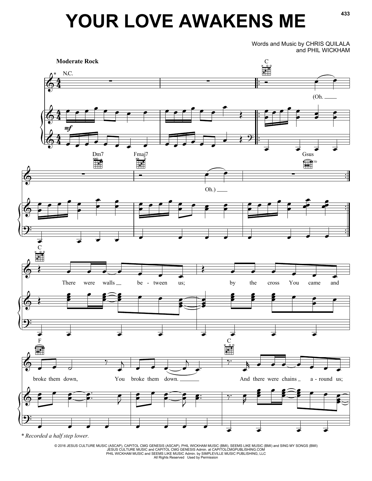 Phil Wickham Your Love Awakens Me sheet music notes and chords arranged for Piano, Vocal & Guitar Chords (Right-Hand Melody)