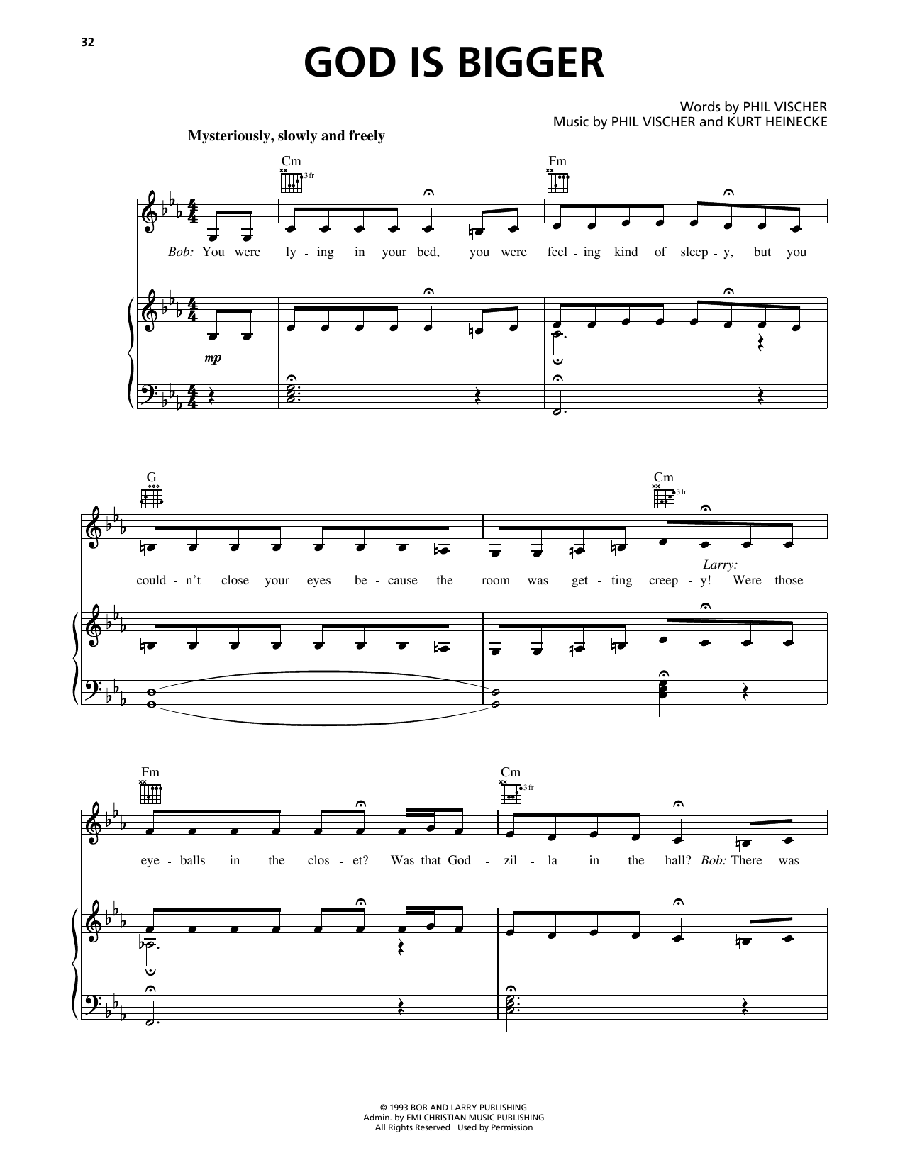 Phil Vischer God Is Bigger (from VeggieTales) sheet music notes and chords arranged for Piano, Vocal & Guitar Chords (Right-Hand Melody)