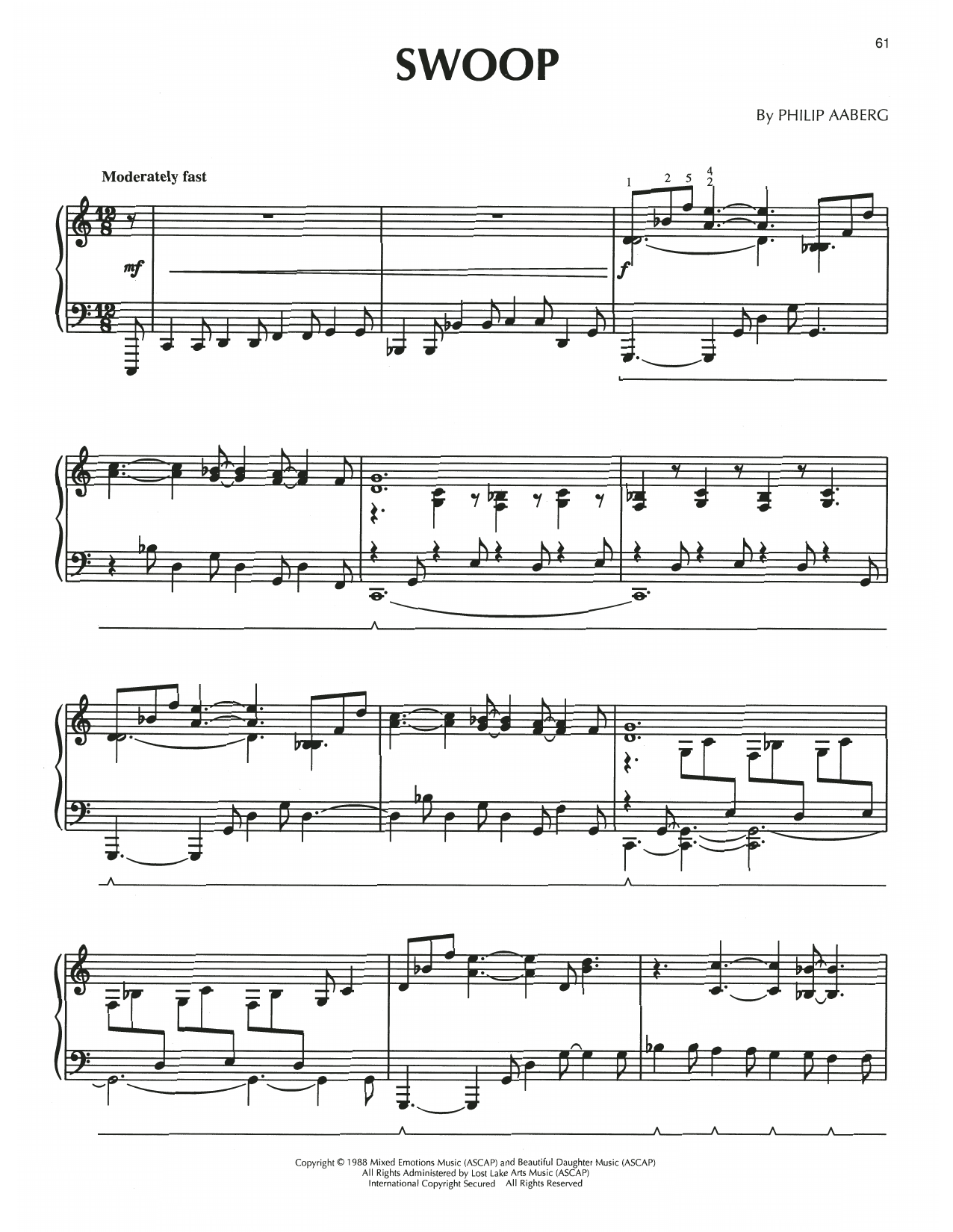 Philip Aaberg Swoop sheet music notes and chords arranged for Piano Solo