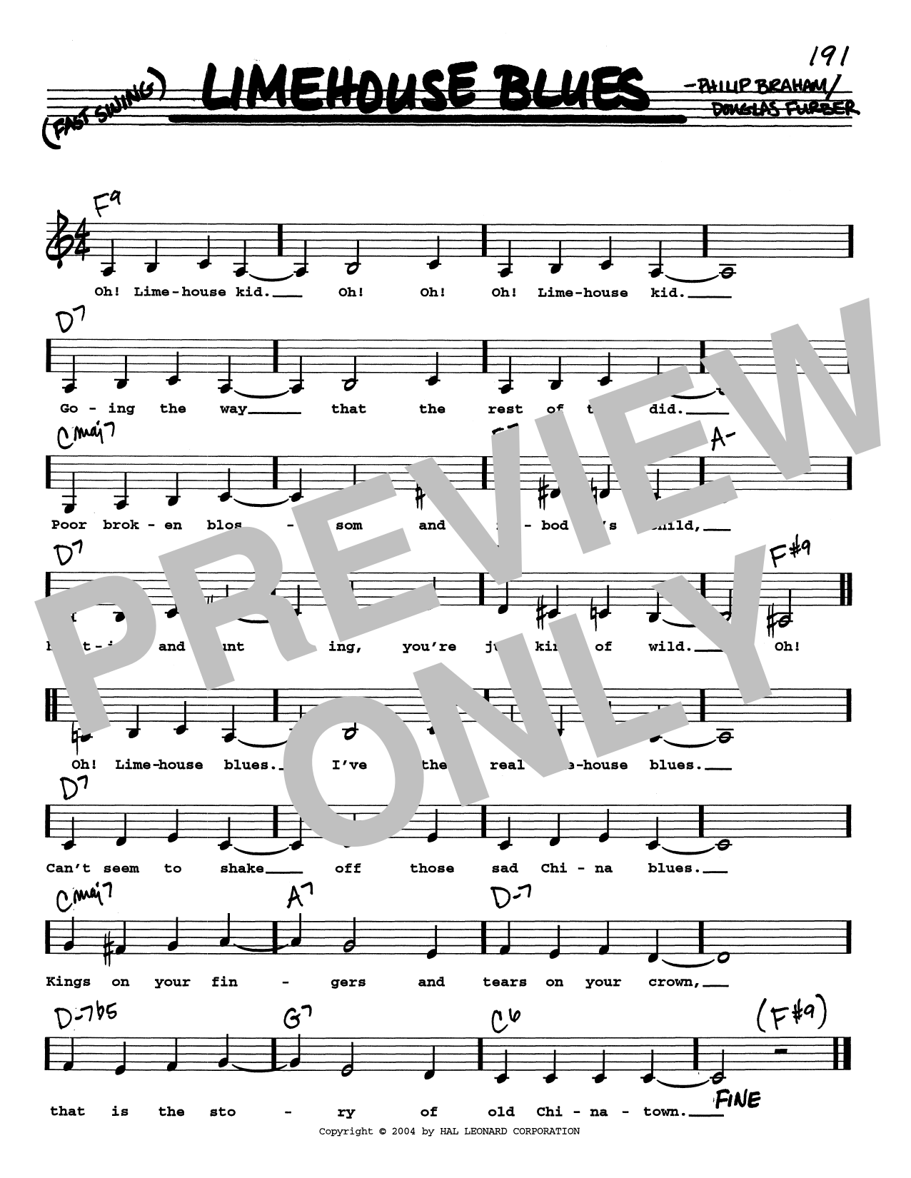 Philip Braham Limehouse Blues (Low Voice) sheet music notes and chords arranged for Real Book – Melody, Lyrics & Chords