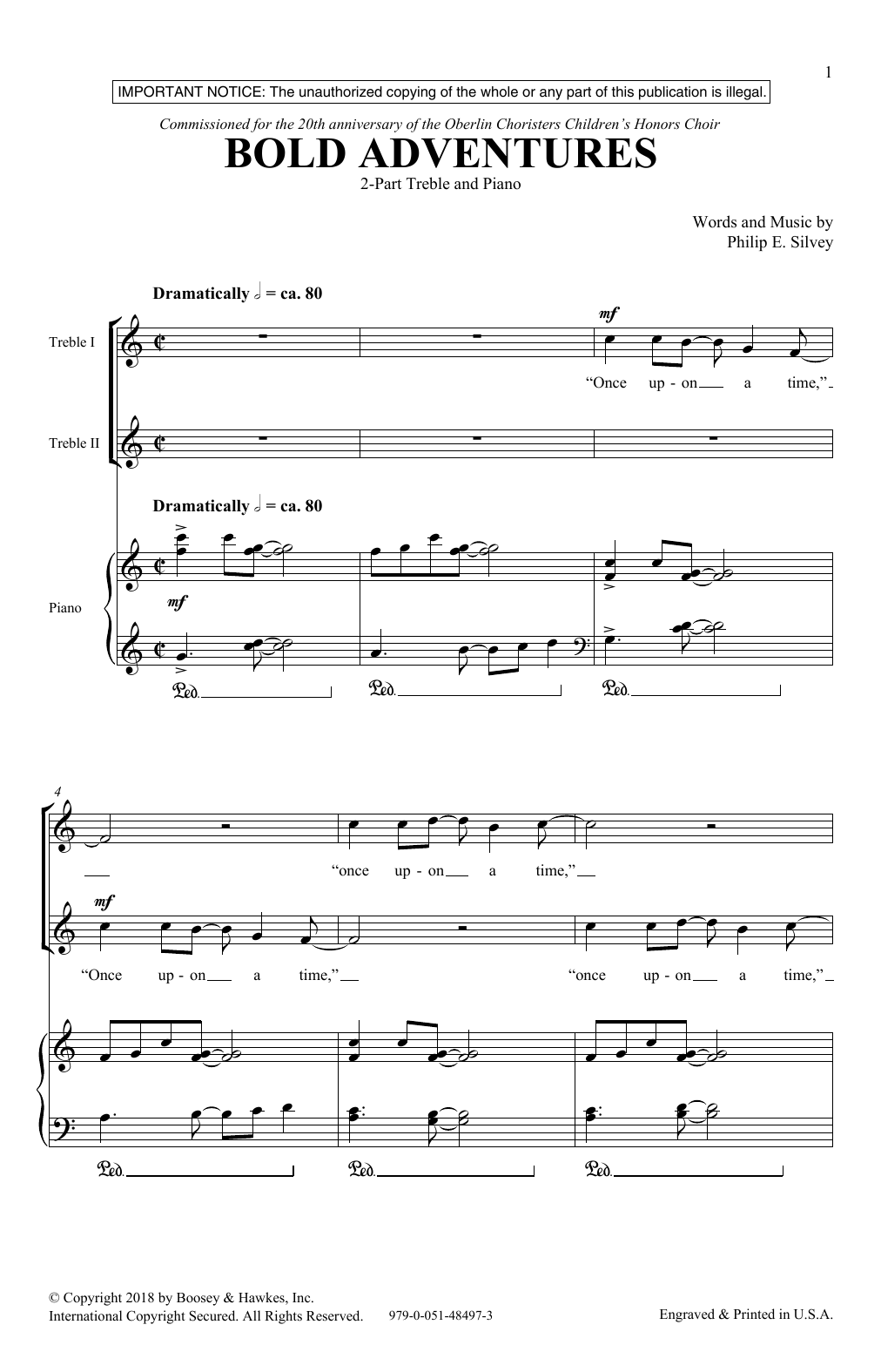 Philip E. Silvey Bold Adventures sheet music notes and chords arranged for 2-Part Choir