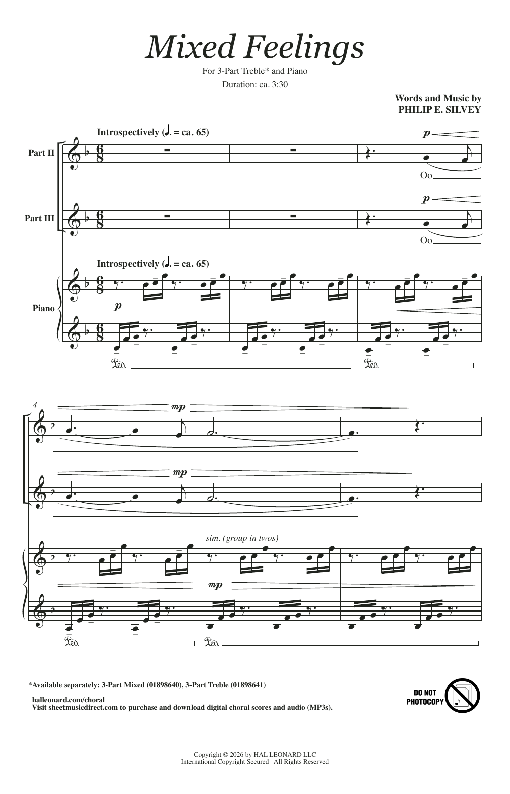Philip E. Silvey Mixed Feelings sheet music notes and chords arranged for 3-Part Mixed Choir