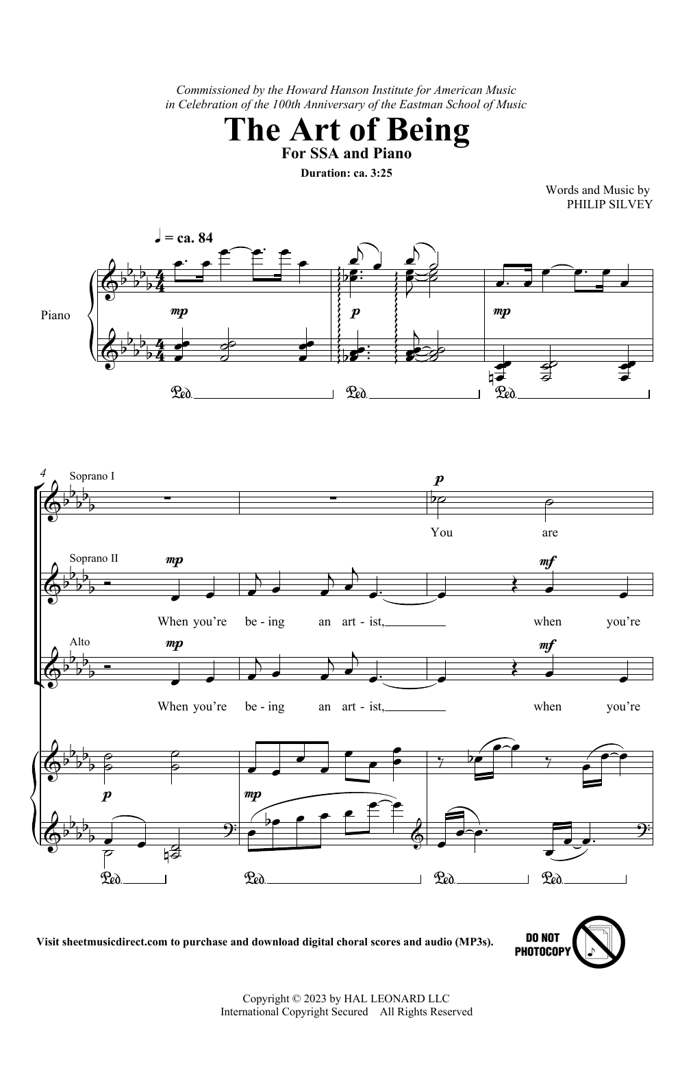 Philip E. Silvey The Art Of Being sheet music notes and chords arranged for SSA Choir