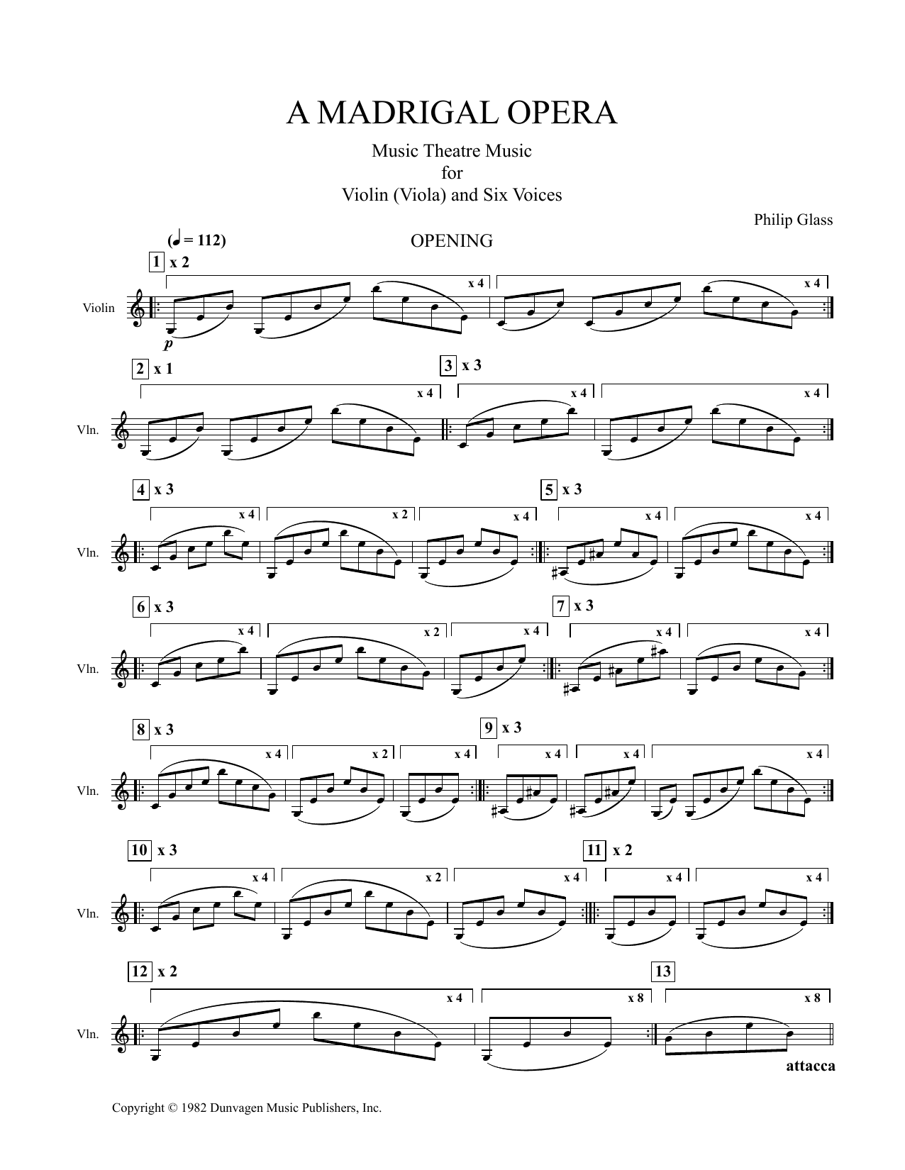 Philip Glass A Madrigal Opera (Score) sheet music notes and chords arranged for SSATBB Choir