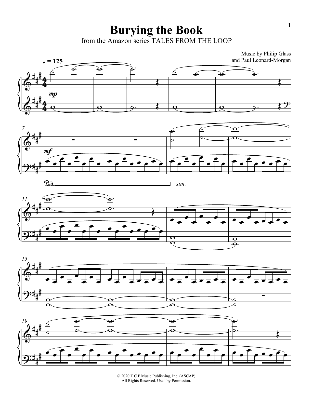 Philip Glass and Paul Leonard-Morgan Burying The Book (from Tales From The Loop) sheet music notes and chords arranged for Piano Solo