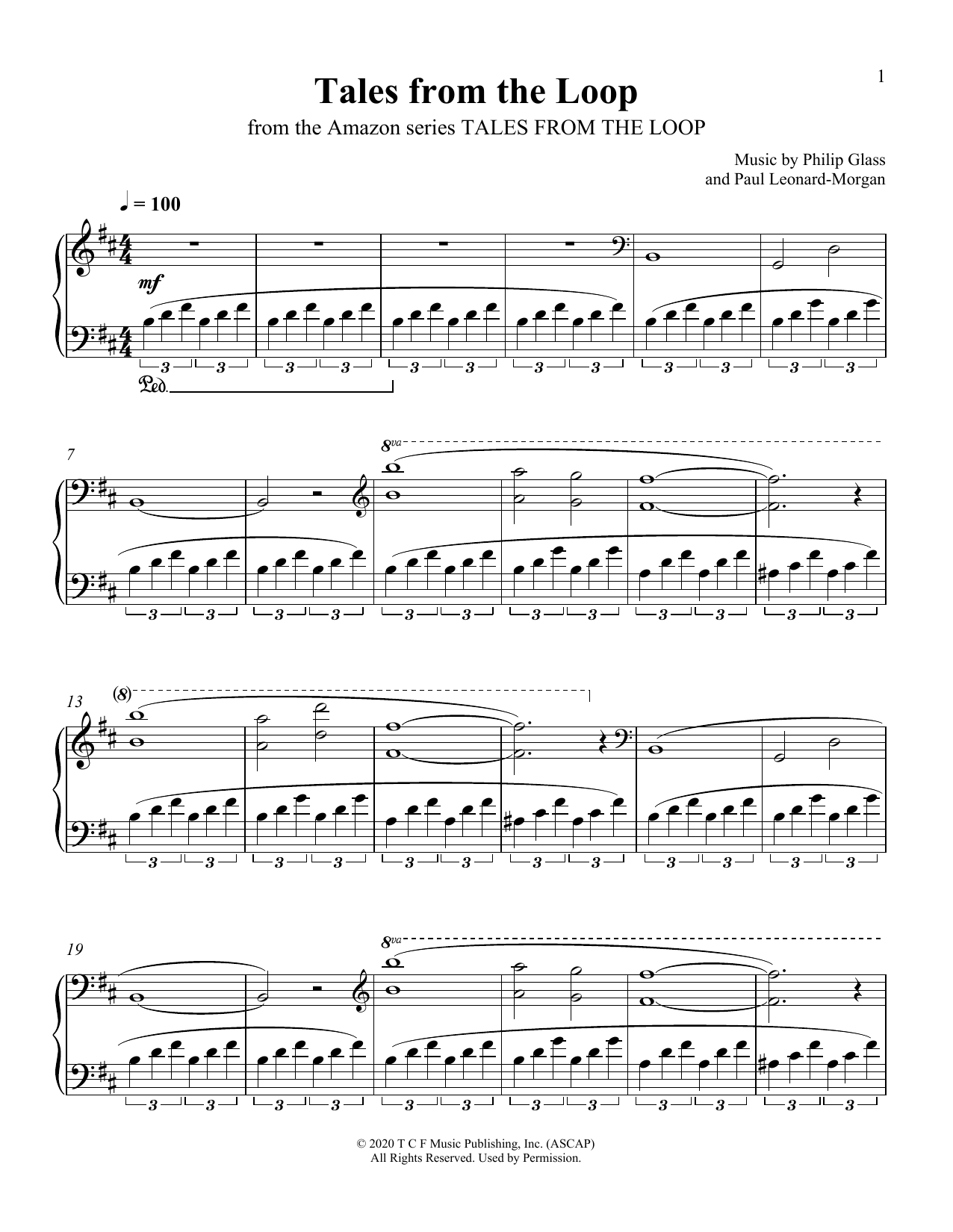 Philip Glass and Paul Leonard-Morgan Tales From The Loop (from Tales From The Loop) sheet music notes and chords arranged for Piano Solo