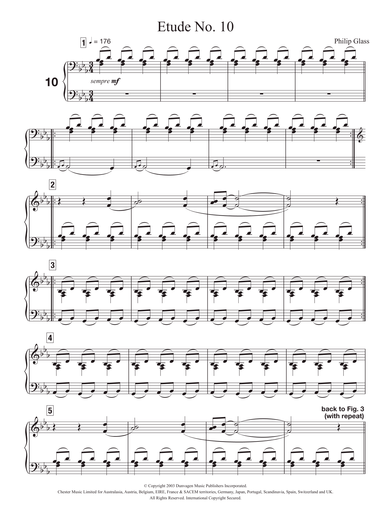 Philip Glass Etude No. 10 sheet music notes and chords arranged for Piano Solo