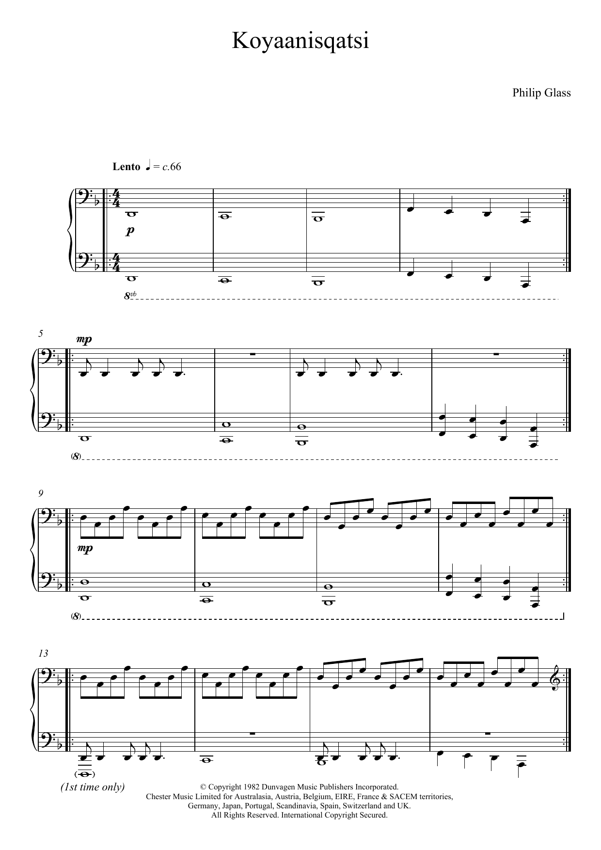 Philip Glass Koyaanisqatsi sheet music notes and chords arranged for Piano Solo