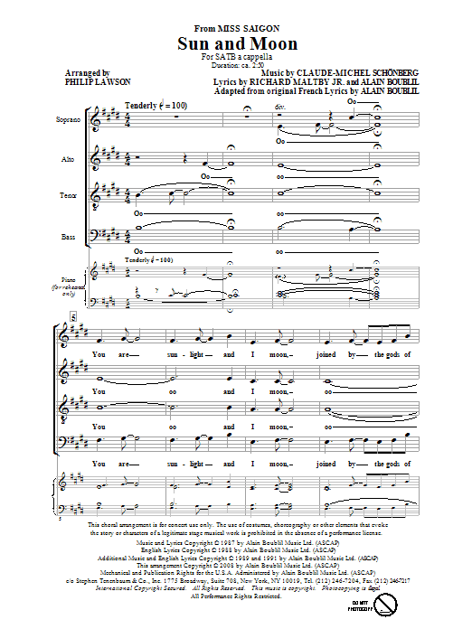 Philip Lawson Sun And Moon sheet music notes and chords arranged for SATB Choir