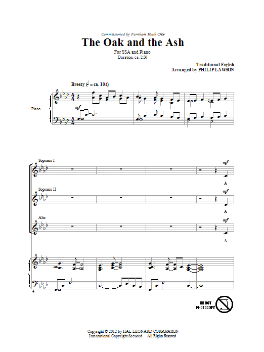 Philip Lawson The Oak And The Ash (Love Will Find Out The Way) sheet music notes and chords arranged for SSA Choir